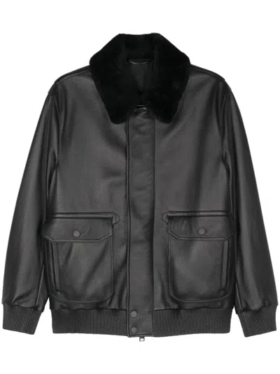 Brioni Klassische Lederjacke In Black
