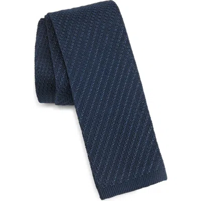 Brioni Knit Silk Tie In Blue