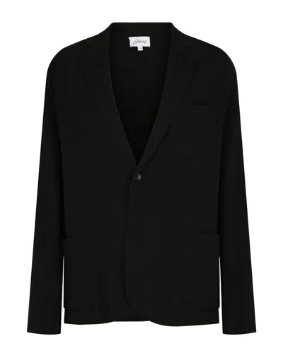 Brioni Knit Single-breasted Silk-blend Blazer In Black