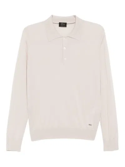Brioni Knitted Polo Shirt In Gray