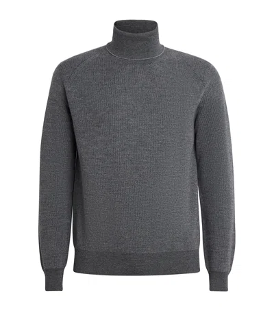 Brioni Knitted Rollneck Sweater In Gray