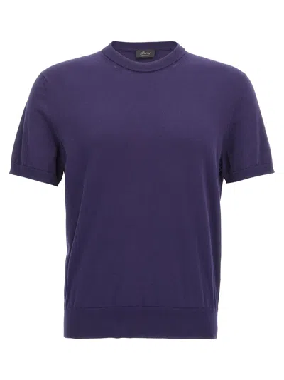 Brioni Crew Neck Knitted T-shirt In Blue