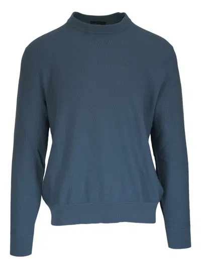 Brioni Knitted Textured Sweater In Blue