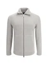 Brioni Zip-up Ribbed-knit Cardigan In Gray