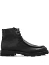 Brioni Lace-up Textured Leather Biker Boots In Black