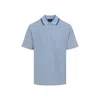 Brioni Striped Edge Polo Shirt In Cotton In Blue