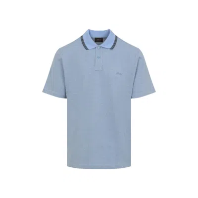 BRIONI BRIONI LEAD SKY BLUE COTTON POLO