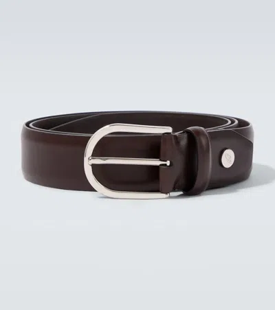 Brioni Leather Belt In Burgundy
