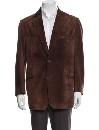 Pre-owned Brioni Leather Blazer In Brown