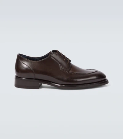 Brioni Leather Derby Shoes In Brown