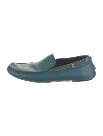 Pre-owned Brioni Leather Drivers In Blue