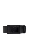 Brioni Leather Embossed Belt In Black