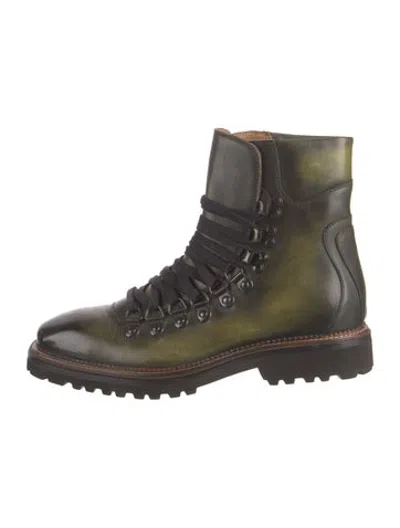 Pre-owned Brioni Leather Hiking Boots In Green