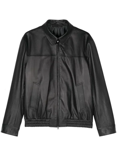 Brioni Leather Jacket In 黑色