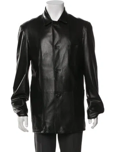 Pre-owned Brioni Leather Jacket In Black
