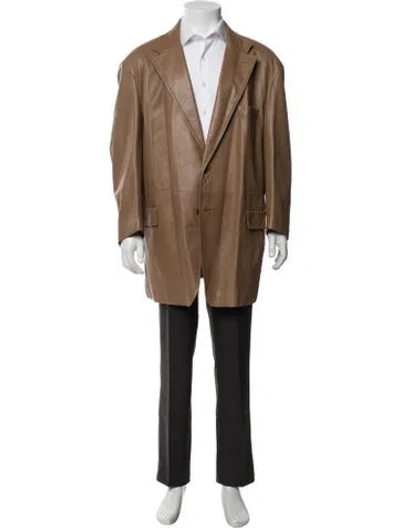 Pre-owned Brioni Leather Jacket In Brown