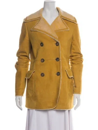 Pre-owned Brioni Leather Jacket In Yellow