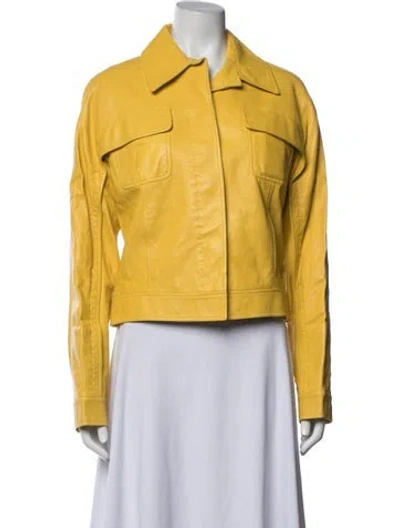 Pre-owned Brioni Leather Jacket In Yellow