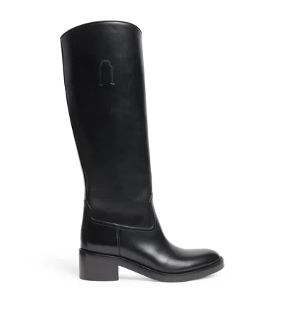 Brioni Leather Knee-high Boots In Black