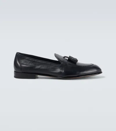 Brioni Leather Loafars In Midnight Blue