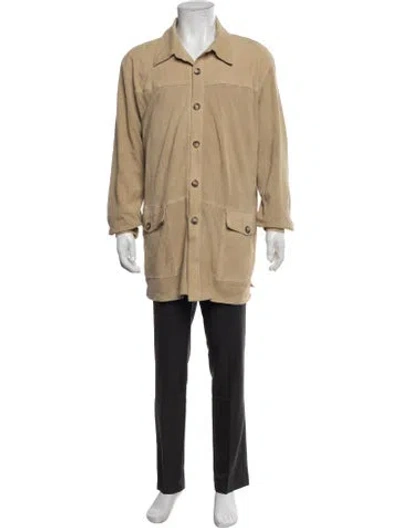 Pre-owned Brioni Leather Overcoat In Neutral