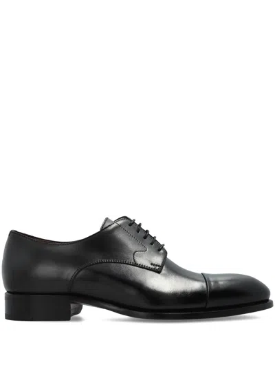 Brioni Leather Oxford Shoes In Black