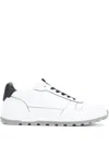 Brioni Leather Crossing Sneakers In Weiss