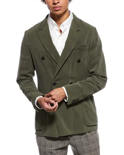 Brioni Leisure Silk Blazer In Green