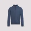 Brioni Long Sleeves Zip Polo In Blue