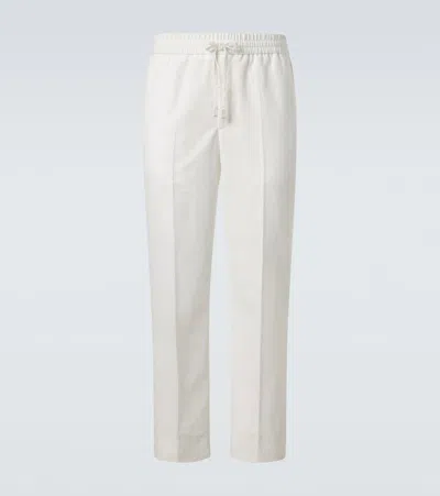 Brioni Linen And Cotton Straight Pants In White