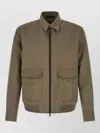 Brioni Green Solid Jacket In Brown