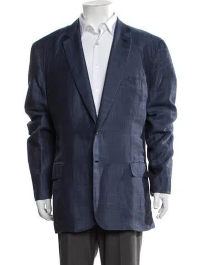 Pre-owned Brioni Linen Patterned Blazer In Blue