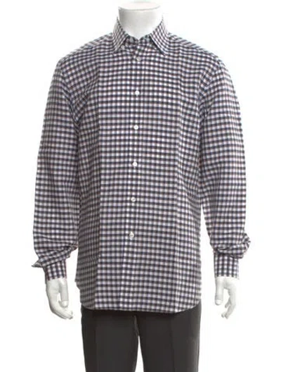 Pre-owned Brioni Linen Plaid Print Shirt In Multi