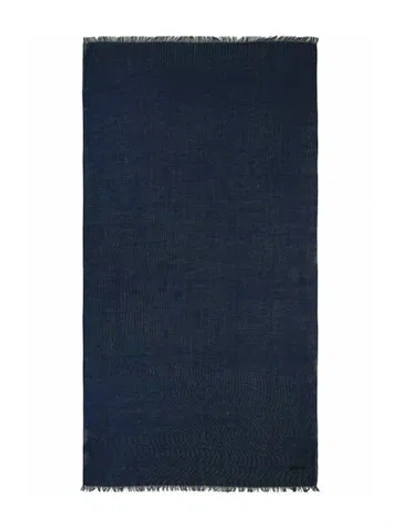 Pre-owned Brioni Linen Scarf W/ Tags In Blue
