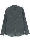 Brioni Linen Shirt In Blue