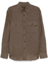 Brioni Linen Shirt In Brown