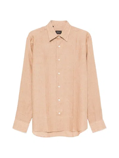 Brioni Linen Shirt In Gold