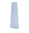 Brioni Linen-silk Logo Scarf In Blue