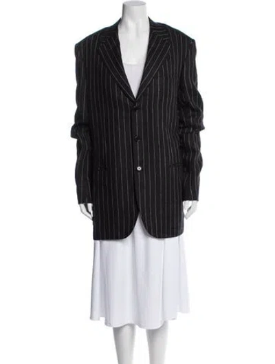Pre-owned Brioni Linen Striped Blazer In Black