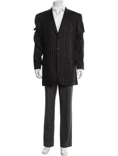 Pre-owned Brioni Linen Striped Blazer In Black