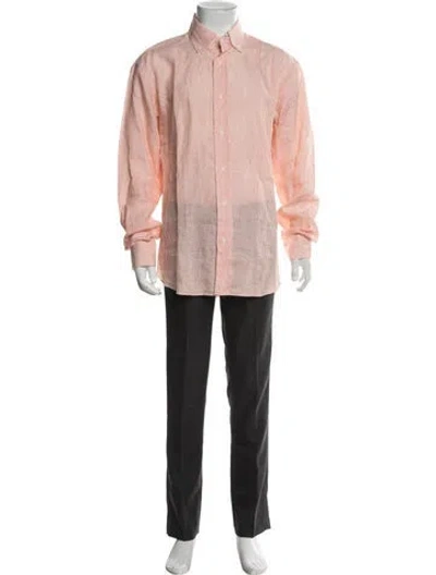 Pre-owned Brioni Linen Striped Dress Shirt In Neutral