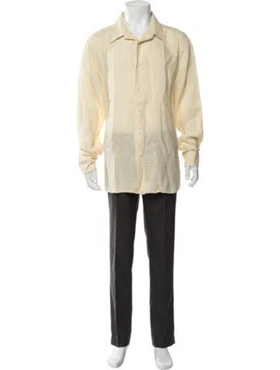 Pre-owned Brioni Linen Striped Shirt In Brown