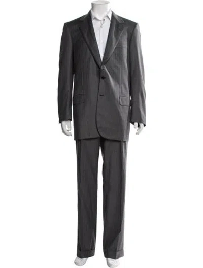 Pre-owned Brioni Linen Striped Two-piece Blazer In Grey