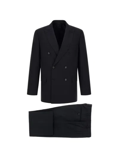 Brioni Long-sleeved Blazer And Trousers Set In Black