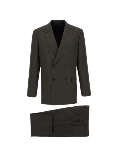 Brioni Long-sleeved Blazer And Trousers Set In Gray