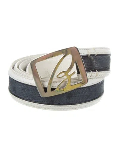 Pre-owned Brioni Lizard Belt In White