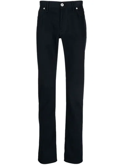 Brioni Logo-appliqué Straight-leg Trousers In Blue