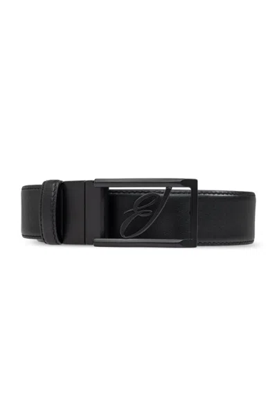 Brioni Logo Belt In Black
