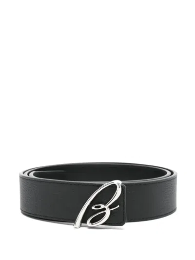 Brioni Logo-buckle Belt In Black