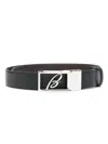 Brioni Logo-buckle Reversible Leather Belt In 黑色